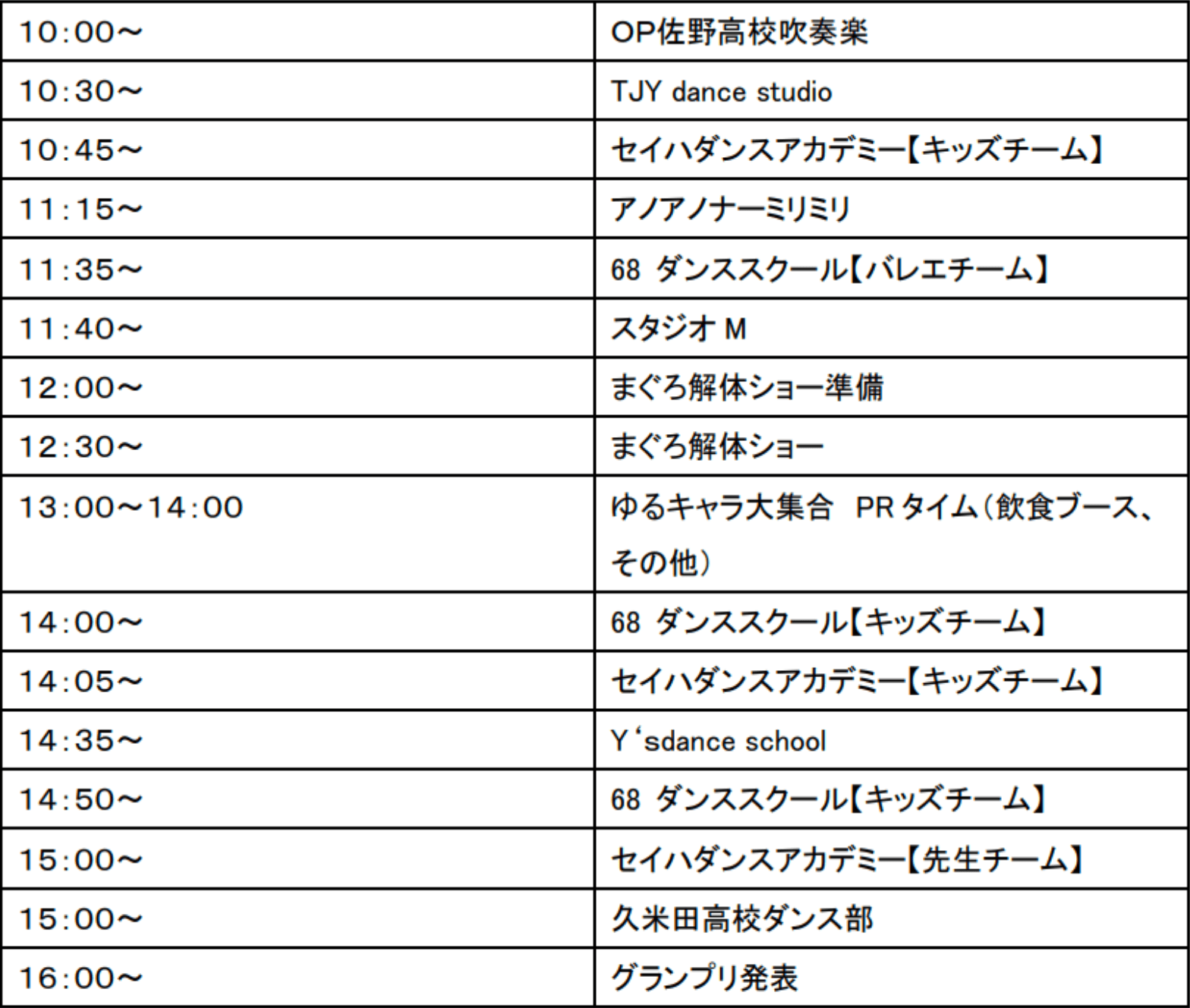 タイムスケジュール